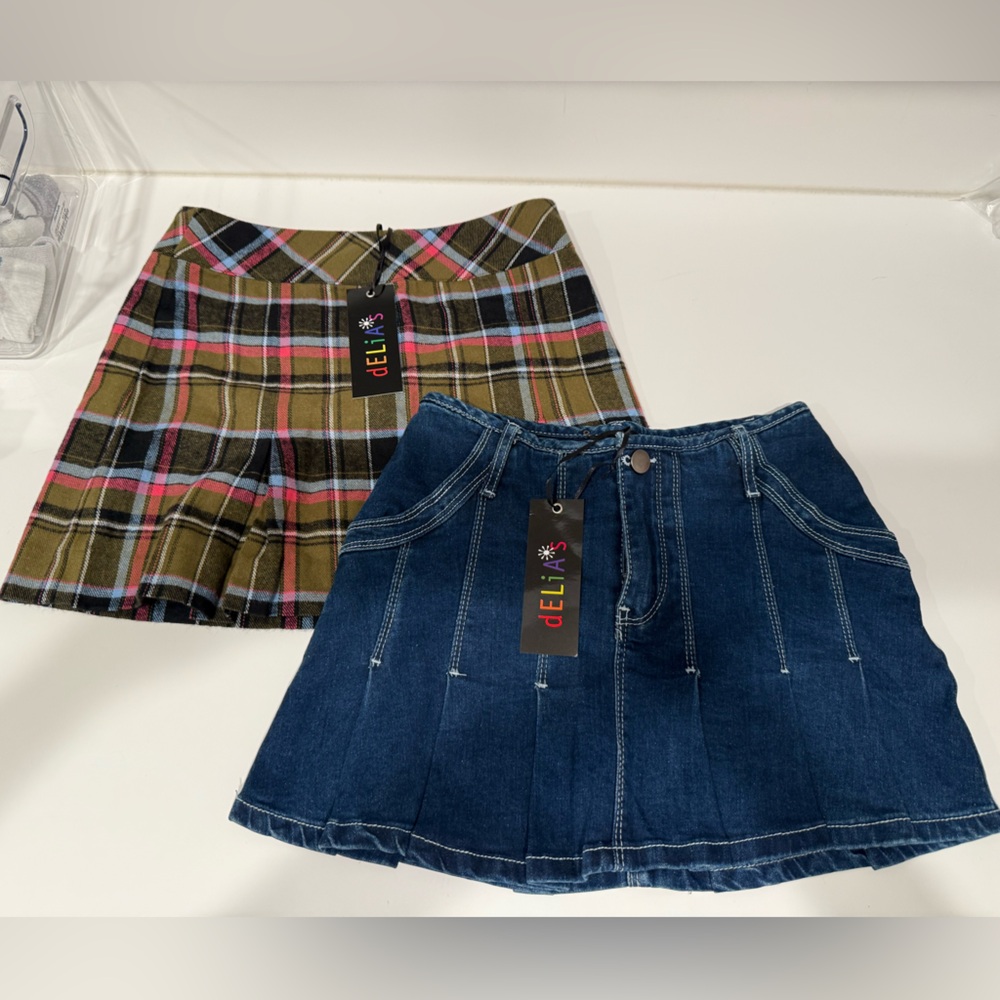 dELiA*s Blue Denim and Plaid Skirt bundle